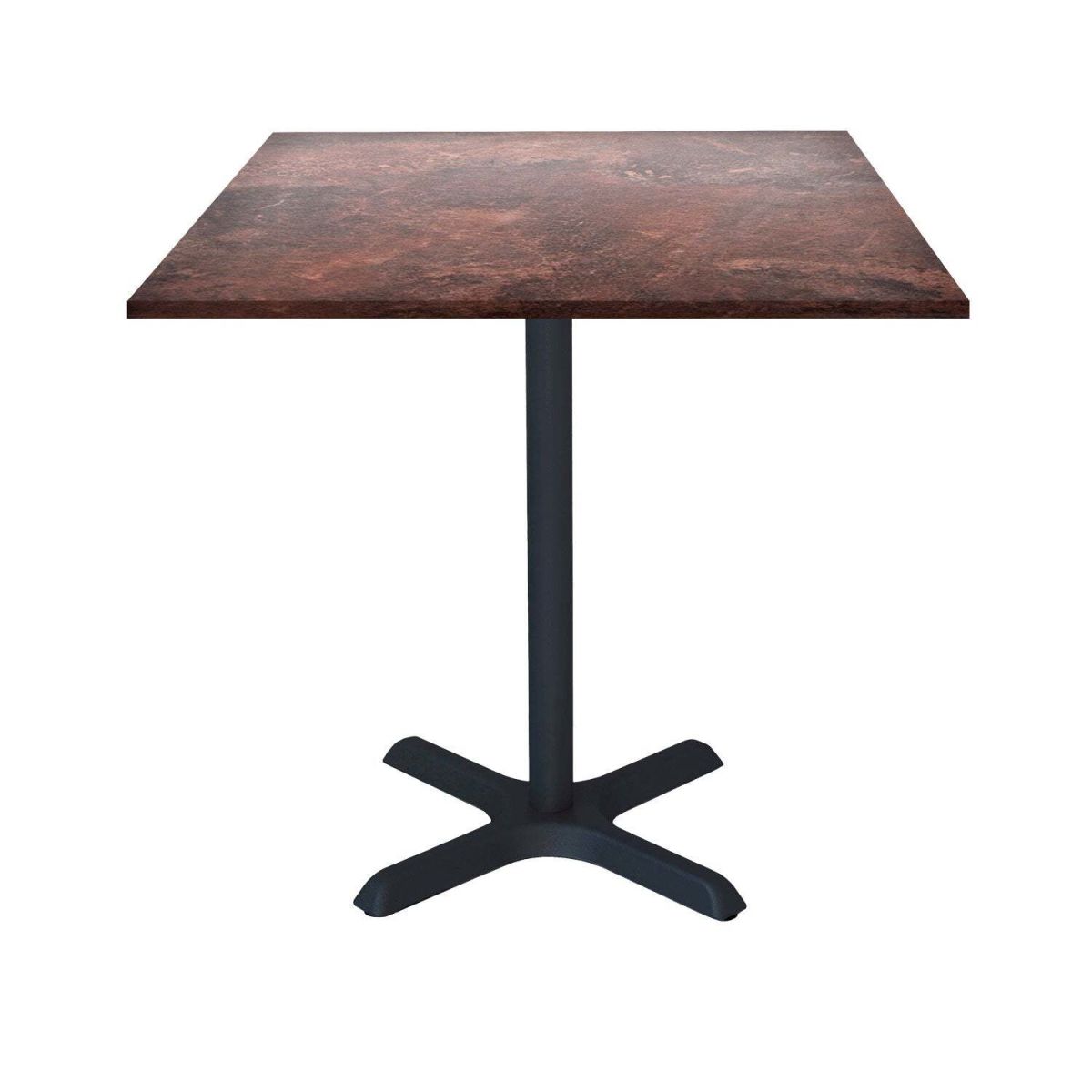 RestooTab Tisch Dina quadratisch - Dekor Stein 70x70x74 cm (LxBxH); Platte rot, Gestell schwarz; quadratisch