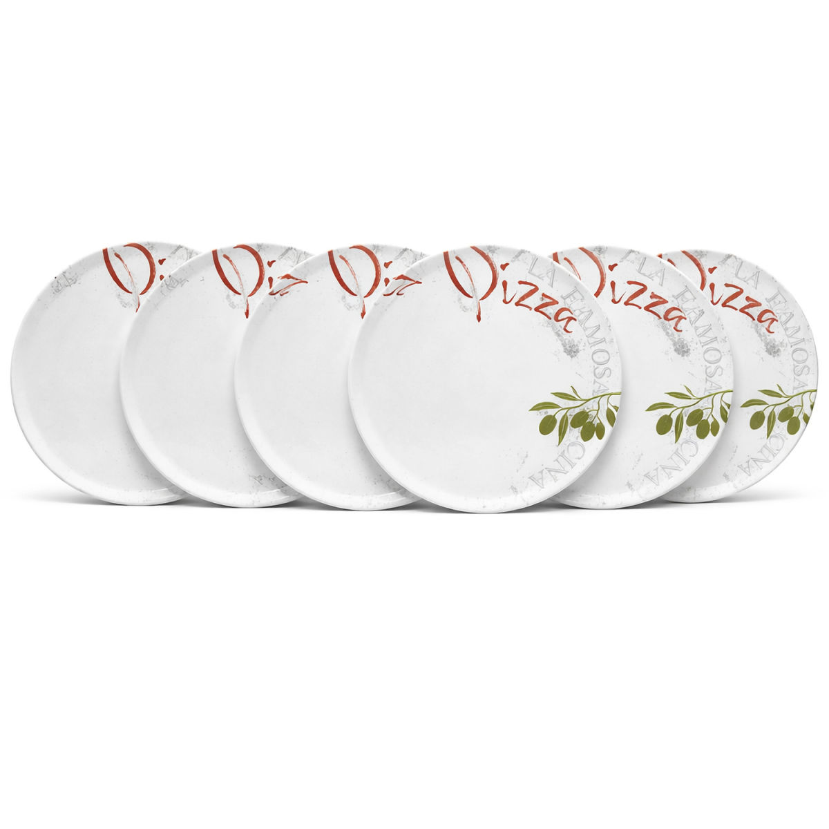 van Well Pizzateller Famosa, 33 cm, Porzallan, van Well 33x1.7 cm (ØxH); weiß/mehrfarbig; rund; 6 Stück / Pack