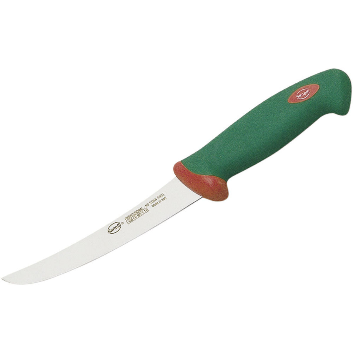 Sanelli Ausbeinmesser gebogen, ergonomischer Griff, Klingenlänge 16 cm 16 cm (L); grün