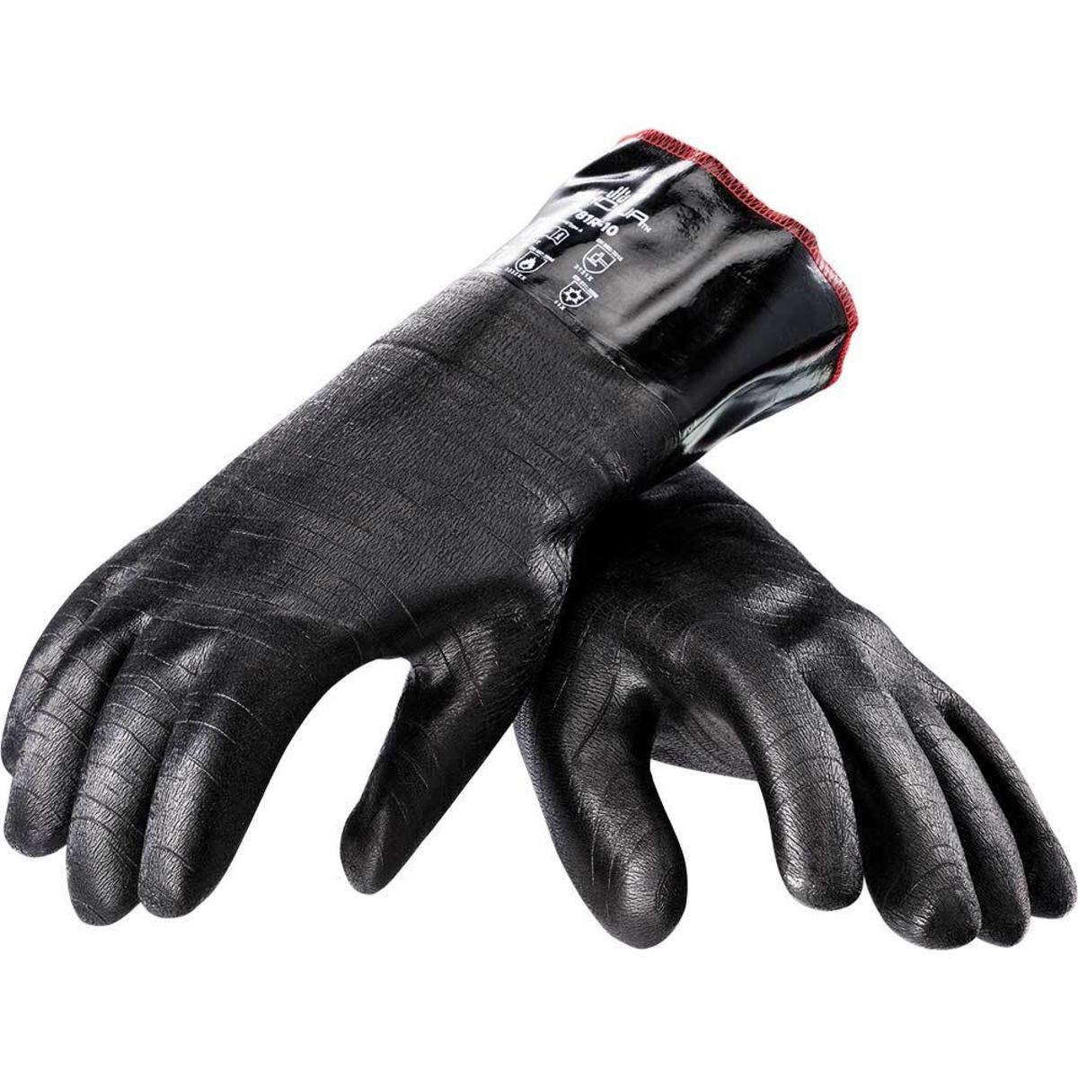 Guanti da forno in neoprene, resistenti all'olio, cinque dita, resistenti al calore fino a 300 °C Stalgast; Taglia L; nero