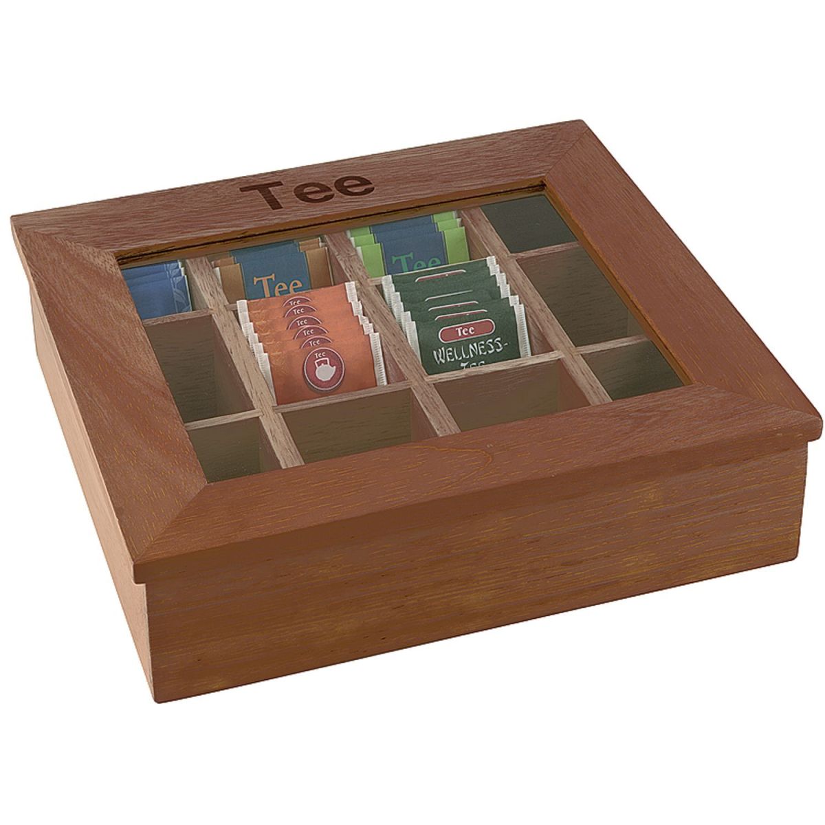 APS Teebox, Holz (Rubberwood) 31x28x9 cm (LxBxH); braun