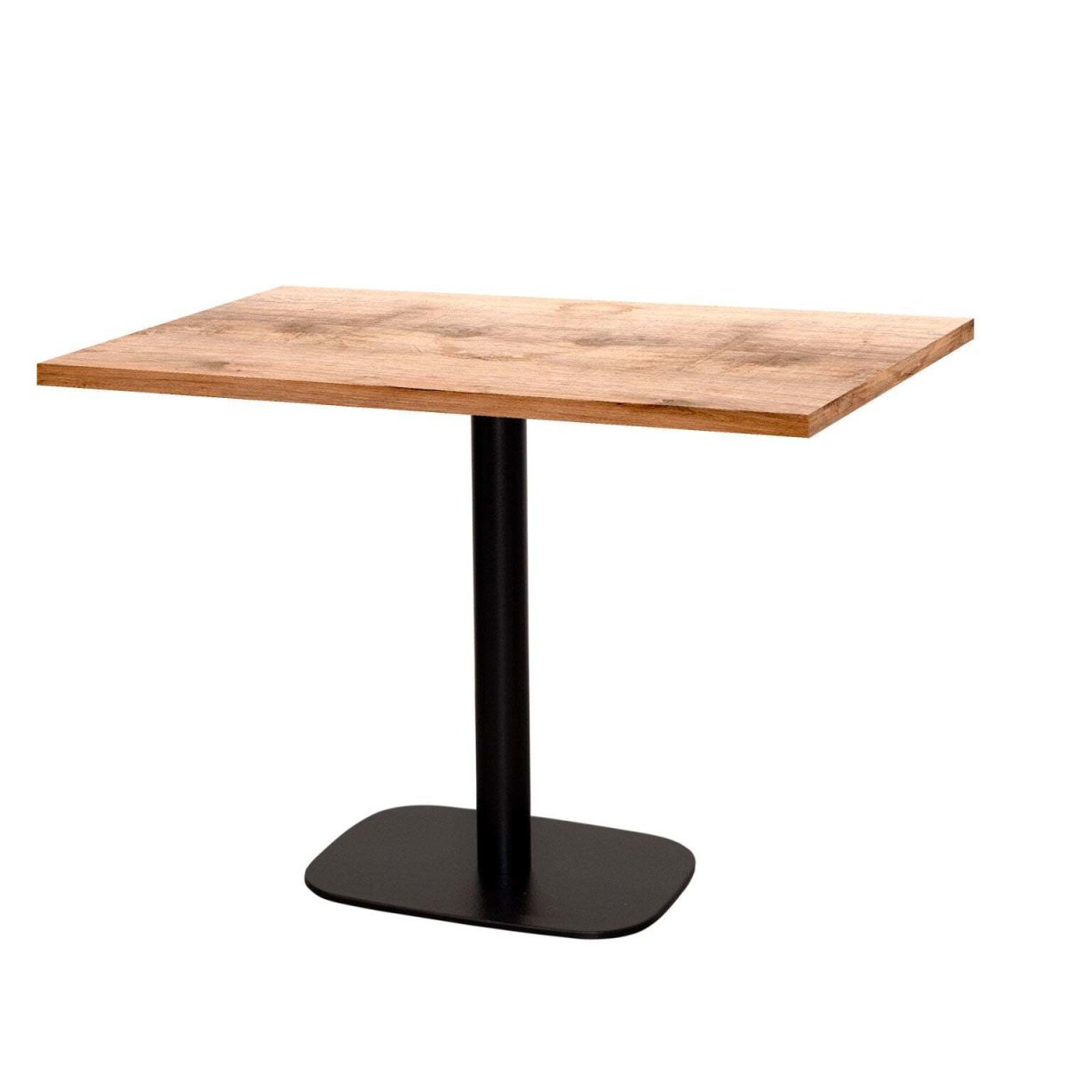RestooTab Tisch Round rechteckig - Dekor Stein & Holz 120x70x75 cm (LxBxH); Platte eiche/hellbraun, Gestell schwarz; rechteckig