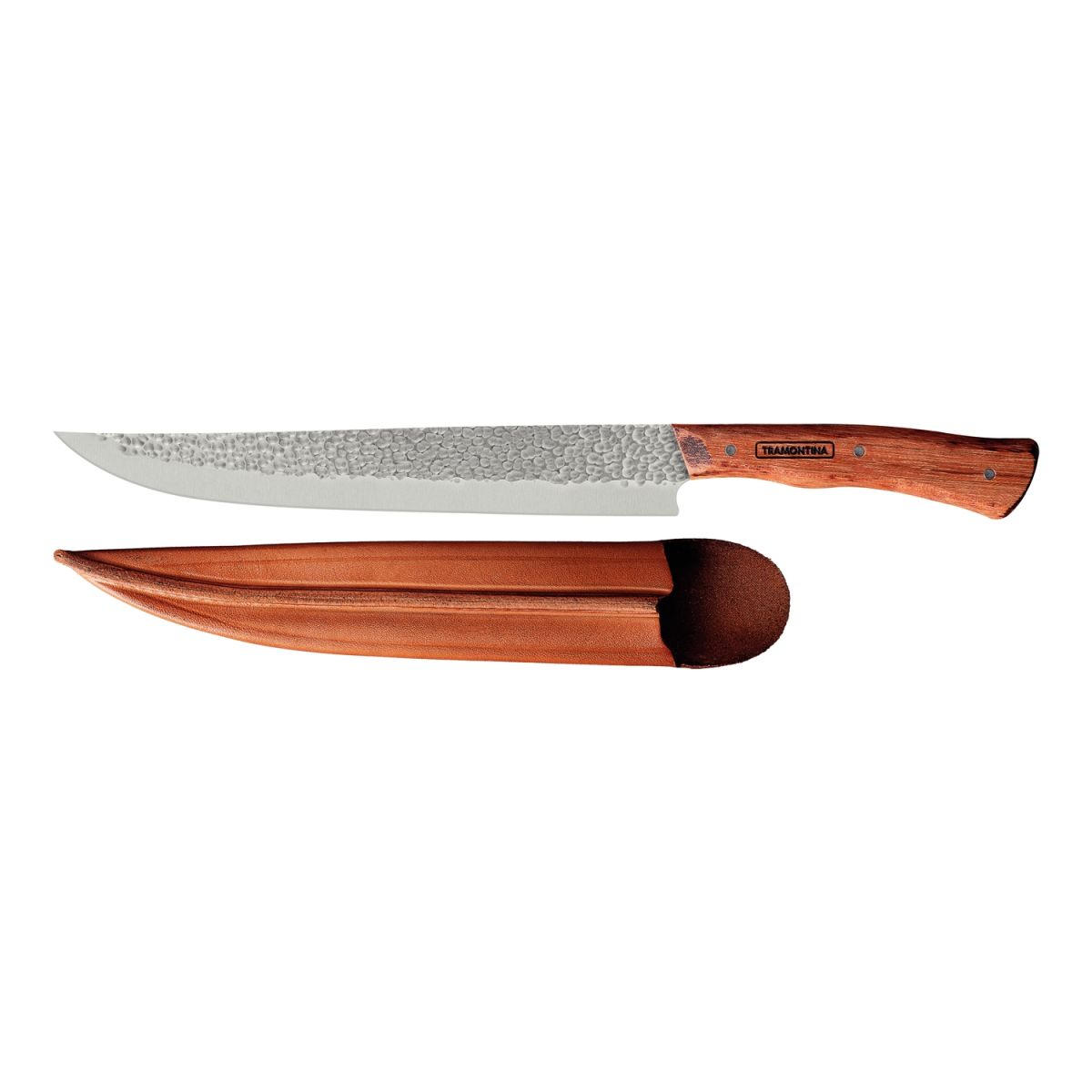 TRAMONTINA Fleischmesser Nomade mit Leder-Etui Klingenlänge 25 cm, 38.9 cm (L); silber/braun