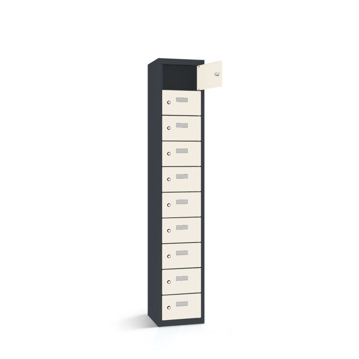 rotstahl Wertfachschrank 10 Fächer mit anthrazitgrauem Korpus 32.5x50x180 cm (BxTxH); weiß