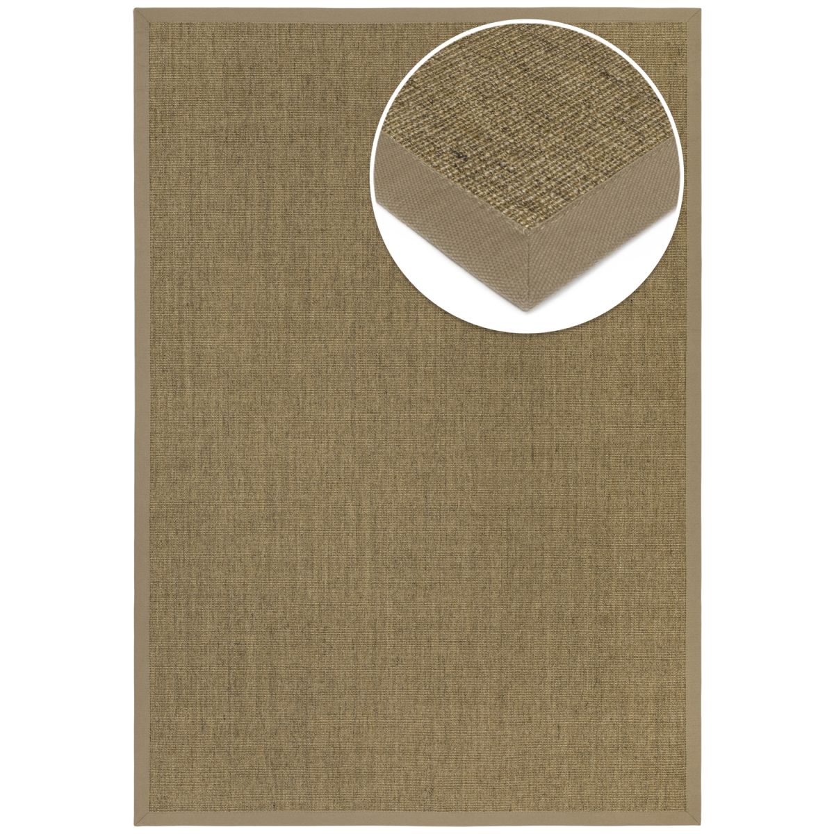 Grundstoff Purstoff walnussbraun mit Baumwollbordüre rund 200x290 cm (BxL); walnuss; rechteckig
