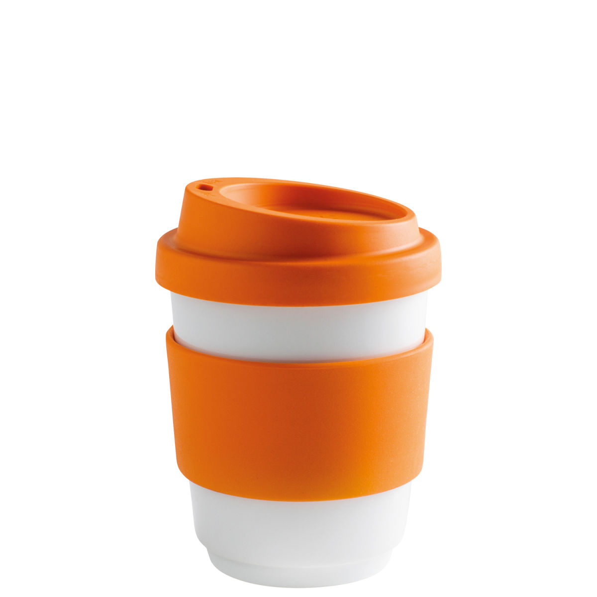 Kahla Becher + Trinkdeckel + Banderole fillit 270 ml, 8x9.5 cm (ØxH); orange; rund