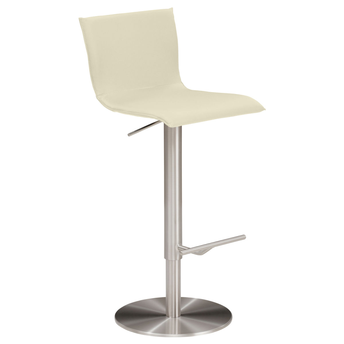 Mayer Sitzmöbel Bar- und Tresenhocker, Leder 39.5x43x81 cm (BxTxH); Sitz wollweiß, Gestell edelstahl