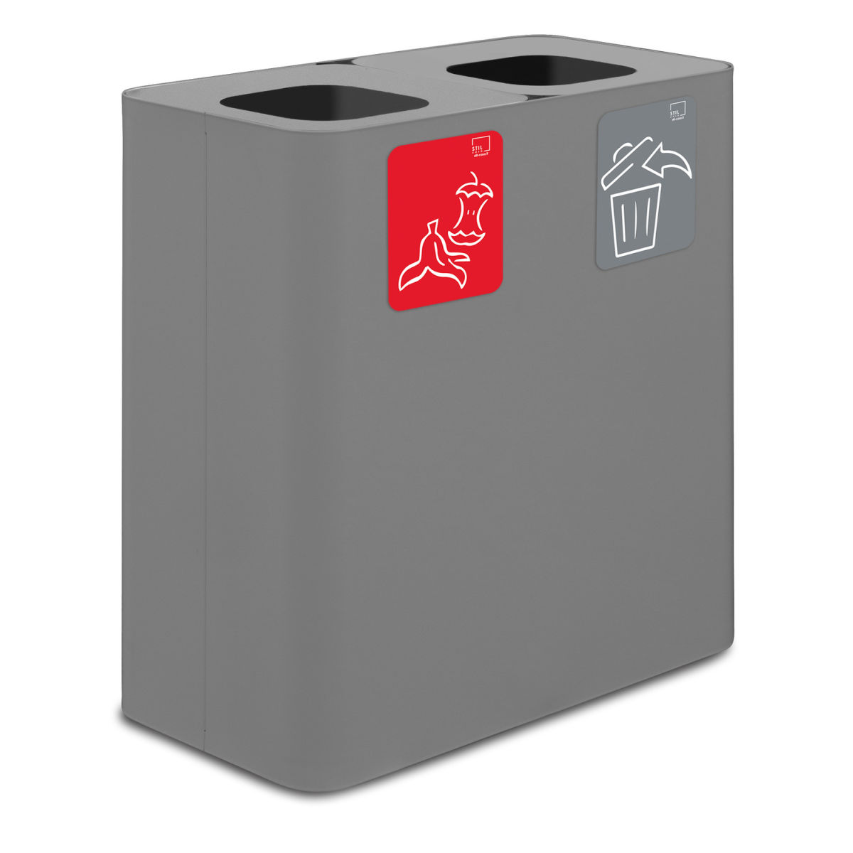 STIL CASA Stil Casa PURE Abfallsammelsystem, mit zwei Fächern 200 l, 77x39x80.5 cm (LxBxH); grau; rechteckig