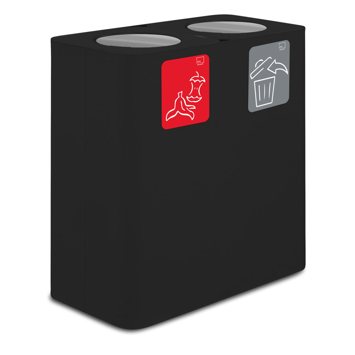 STIL CASA Stil Casa PURE Abfallsammelsystem, Stahl lackiert, Deckel mit Schwingdeckel 200 l, 77x39x80.5 cm (LxBxH); schwarz; rechteckig