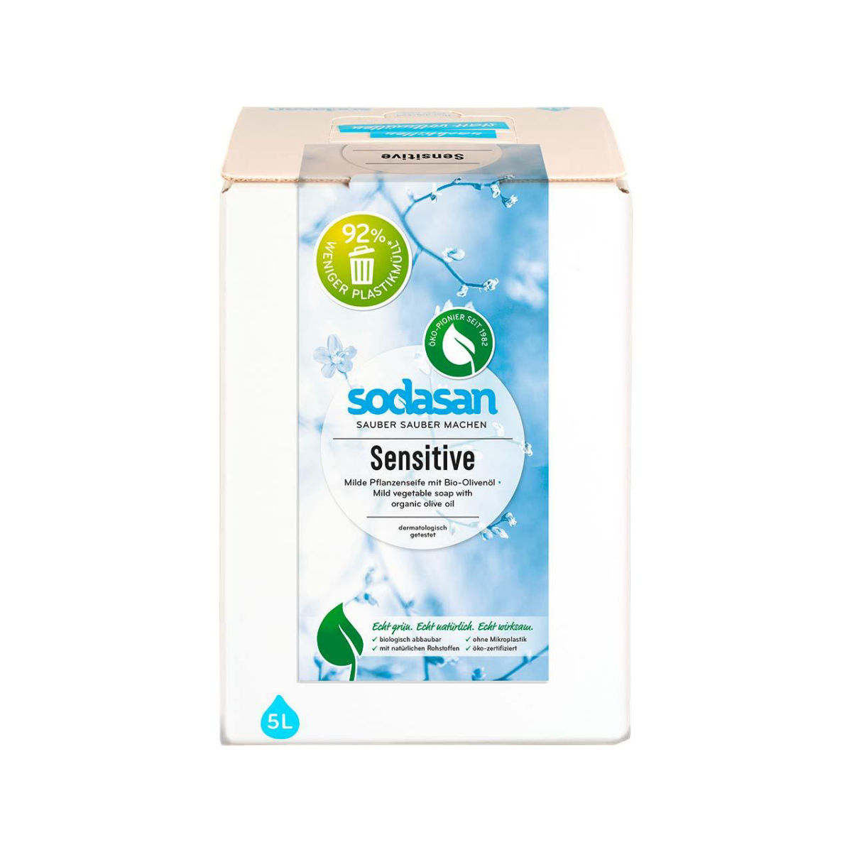Sodasan Flüssigseife 'Sensitive', Nachfüllung, 5 l; 5000 ml, 5000 ml; weiß