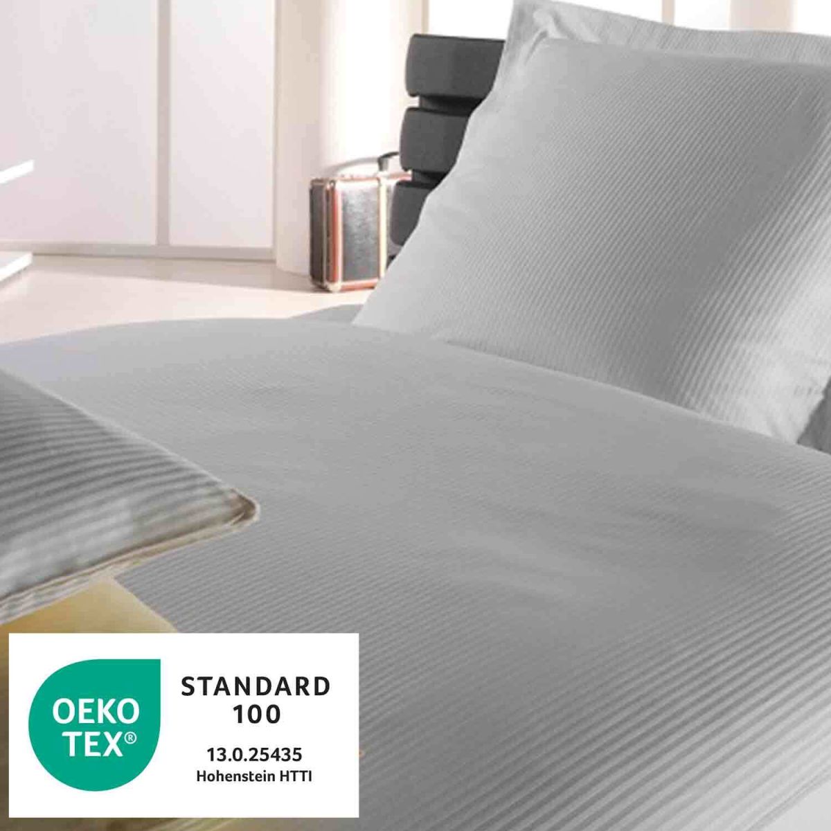 bertsch Hotelwäsche Satin-Bettwäsche 2mmm Feinstreifen weiss Bettbezug 140/210 cm, Mischgewebe 135x200 cm (BxL); weiß
