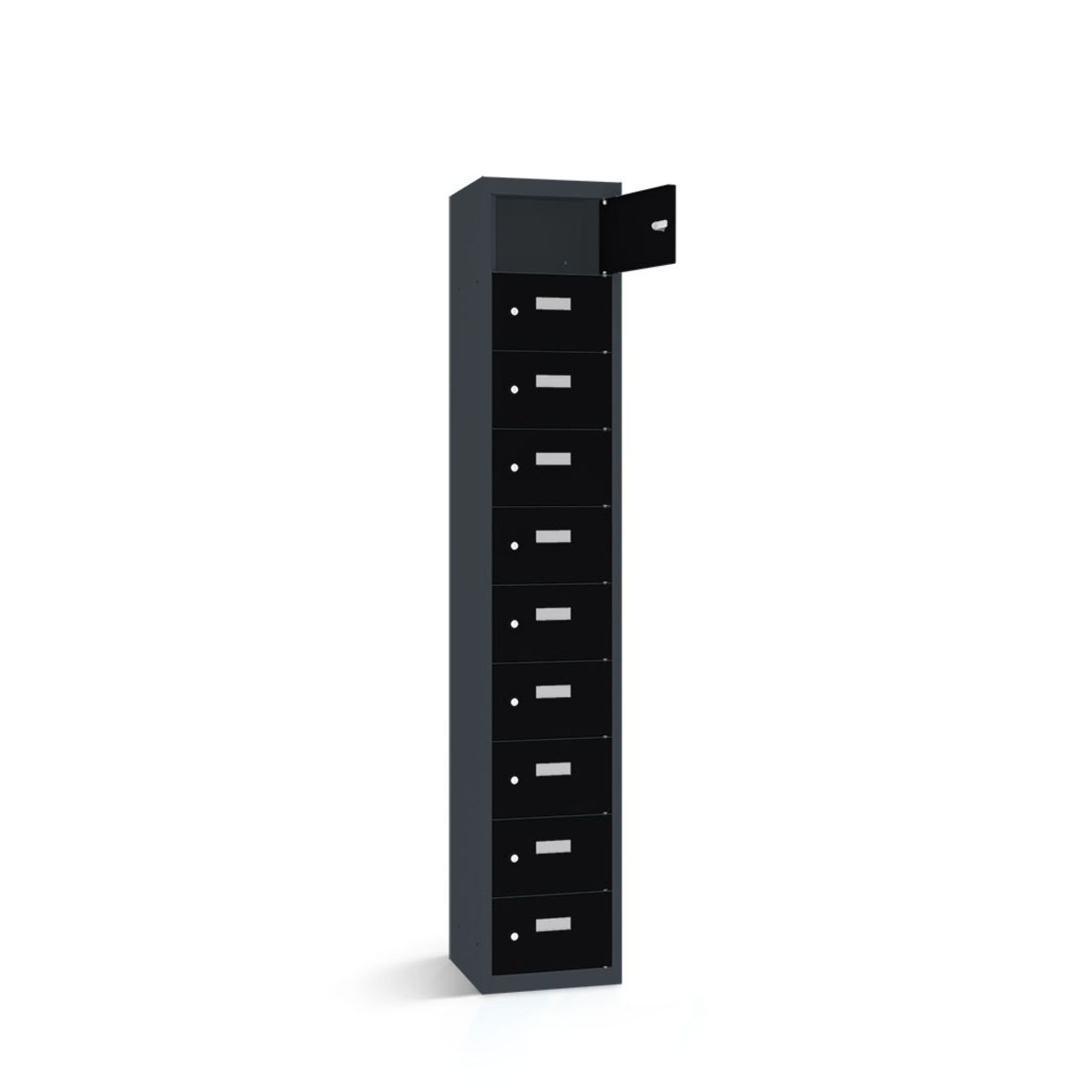 rotstahl Wertfachschrank 10 Fächer mit anthrazitgrauem Korpus 32.5x30x180 cm (BxTxH); anthrazit