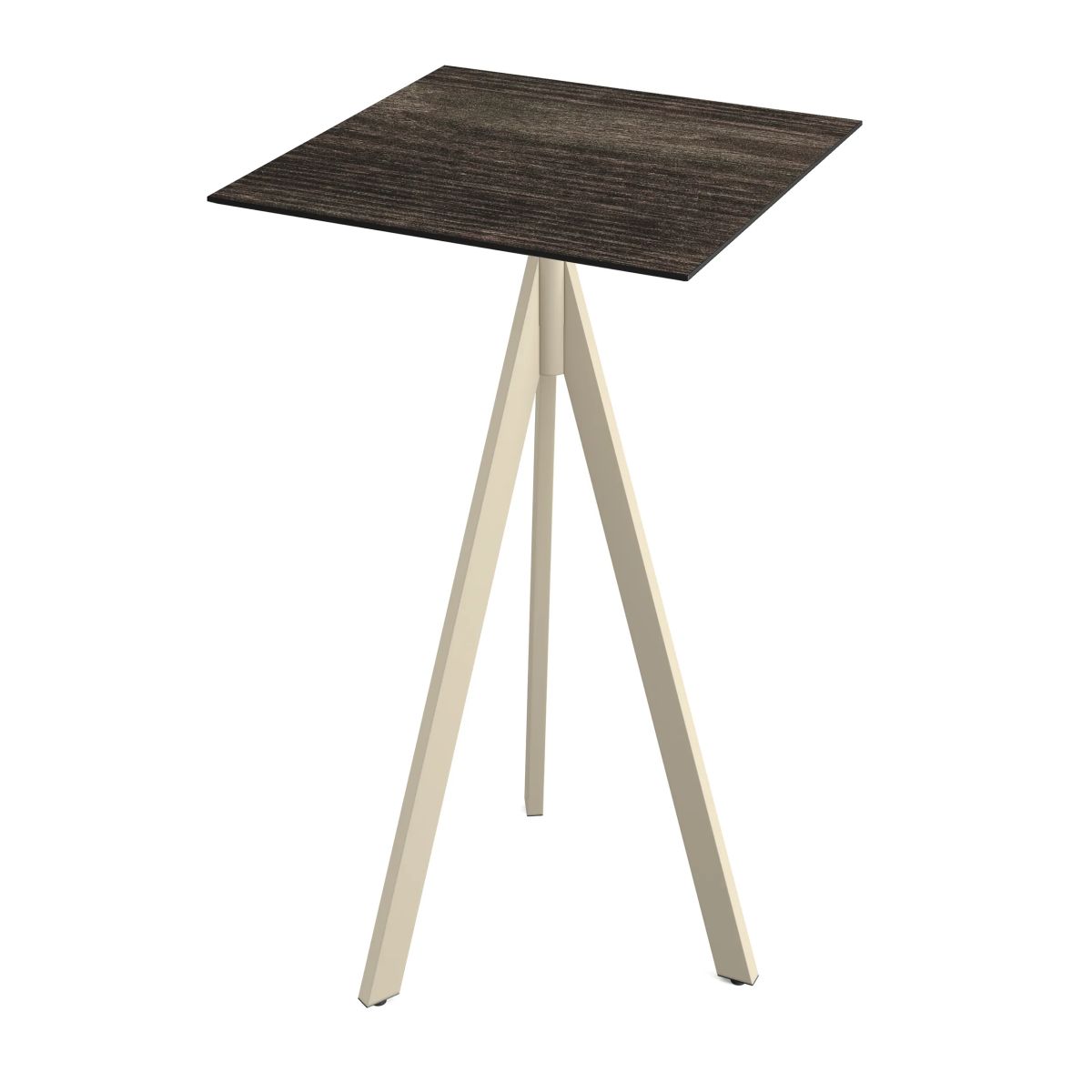 Feros Infinity Tripod Stehtisch frame + HPL 70x70 cm; 70x70x110 cm (LxBxH); sand/dunkelbraun; quadratisch