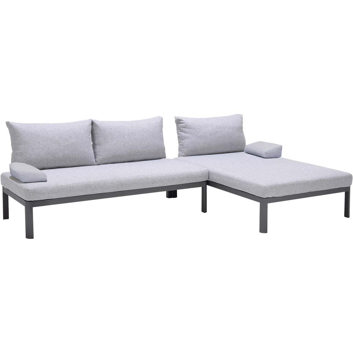 ScanCom Garten-Ecksofa 'Berlin', ecru; 275x80x74 cm (BxTxH); Sitz grau, Gestell schwarz