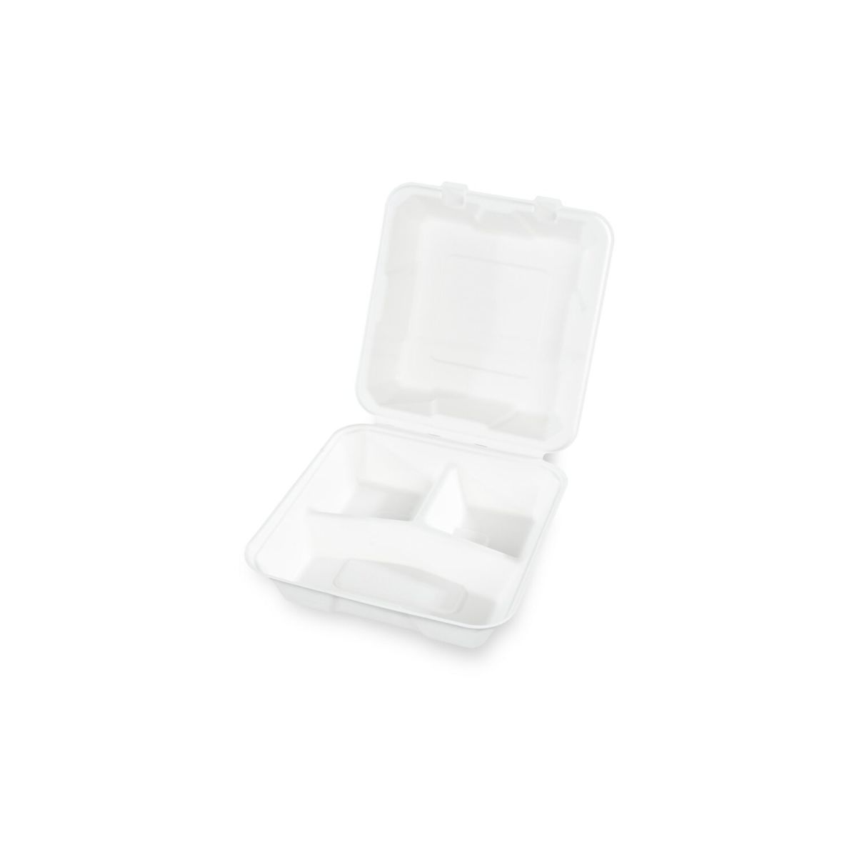 Plock Menüklappbox, 3-teilig, aus Zuckerrohr; weiß; 200 Stück / Pack