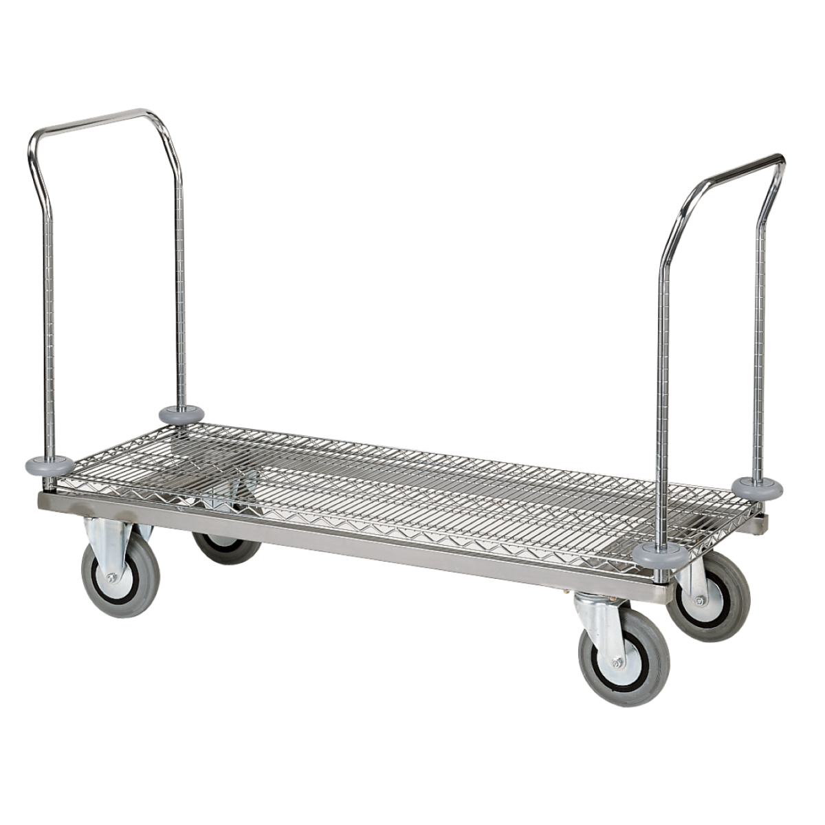 QUATRO Robuster Transportwagen mit verstärkter Basis 90 x 60 122x61x109 cm (BxTxH); silber