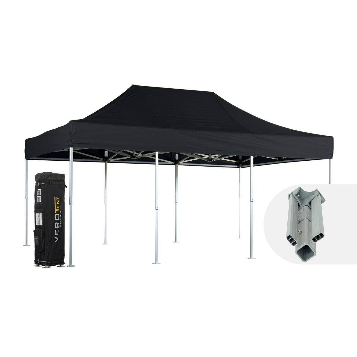 VeroTENT VeroTENT Faltpavillon 4x6m Classic mit Dach 4 Standbeine 400x600x400 cm (LxBxH); schwarz