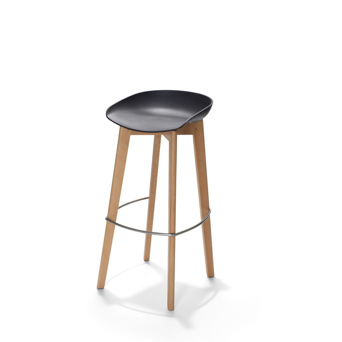Feros Barhocker Keeve niedrig 44.5x53x90 cm (BxTxH); Sitz schwarz, Gestell braun; 4 Stück / Pack