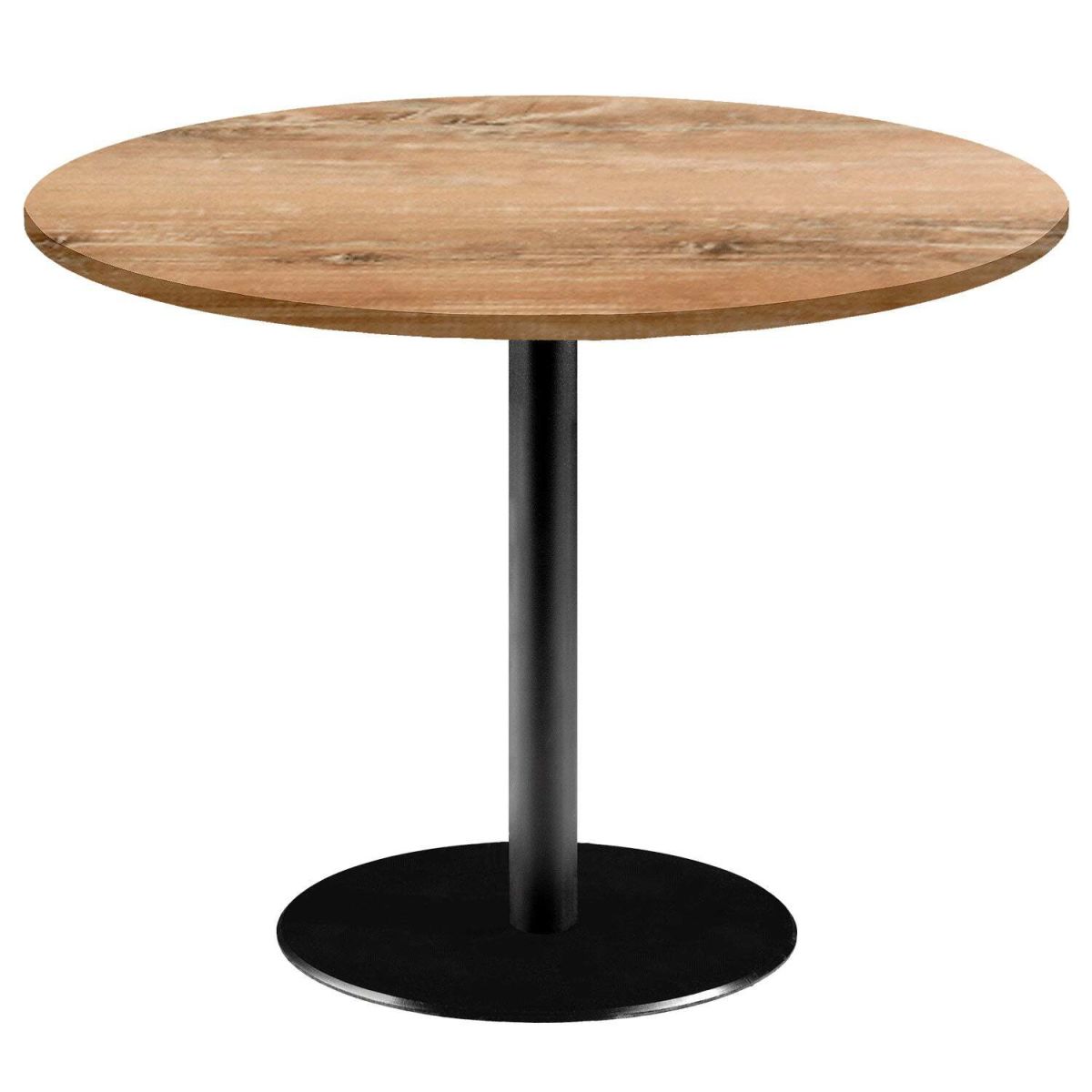 RestooTab Tisch Rome XL rund - Dekor Holz 75x120 cm (HxØ); Platte eiche antik, Gestell schwarz; rund