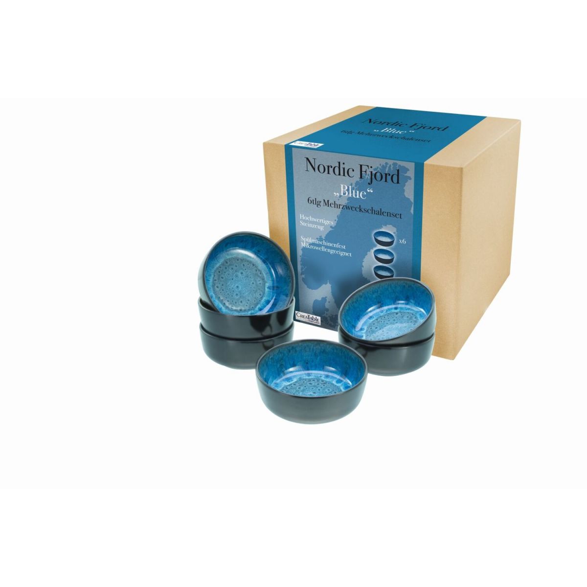 CreaTable Nordic Fjord - Schale Set 6-tlg 450 ml, 15x6 cm (ØxH); blau; rund; 6 Stück / Pack
