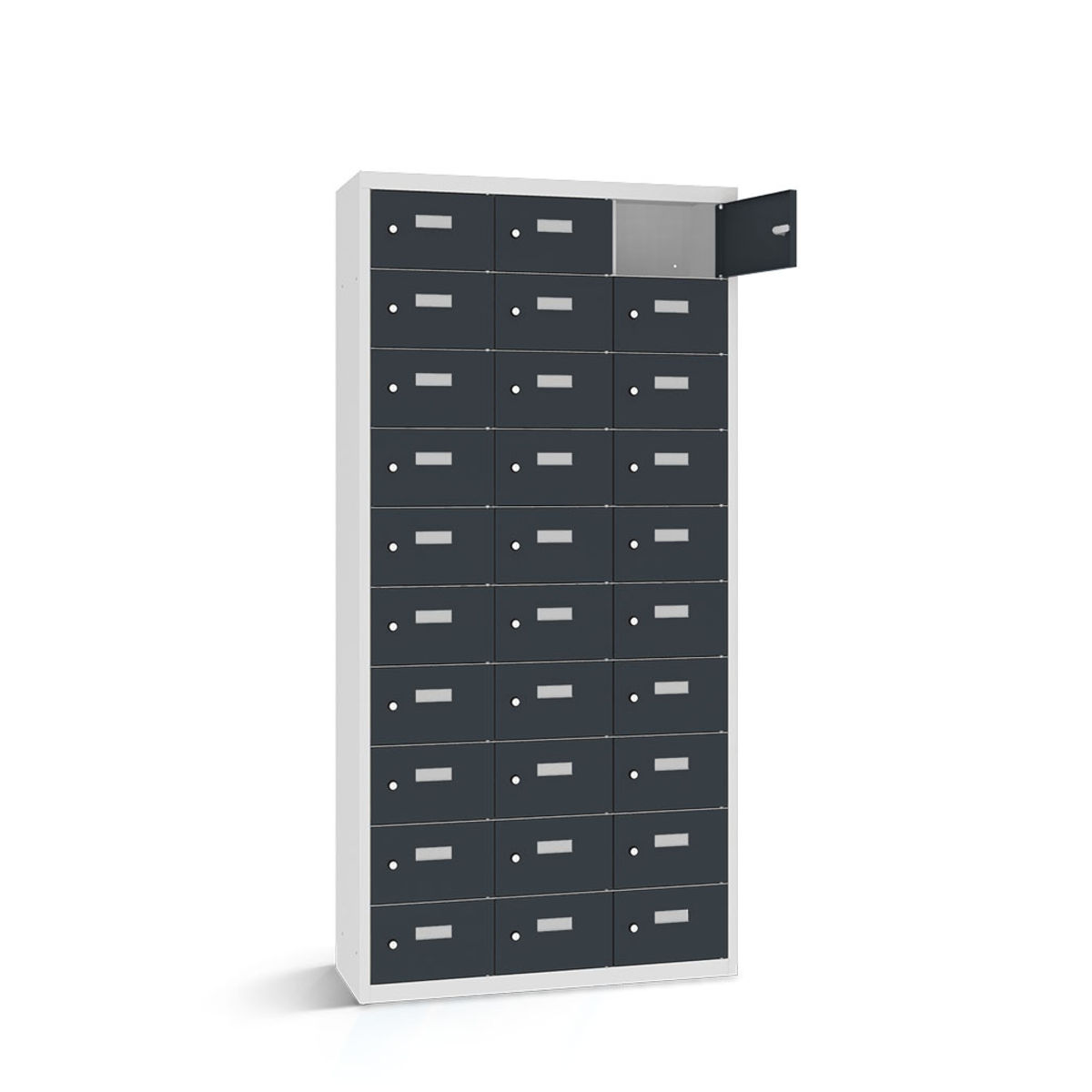 rotstahl Wertfachschrank 30 Fächer mit lichtgrauem Korpus 87.5x30x180 cm (BxTxH); anthrazit