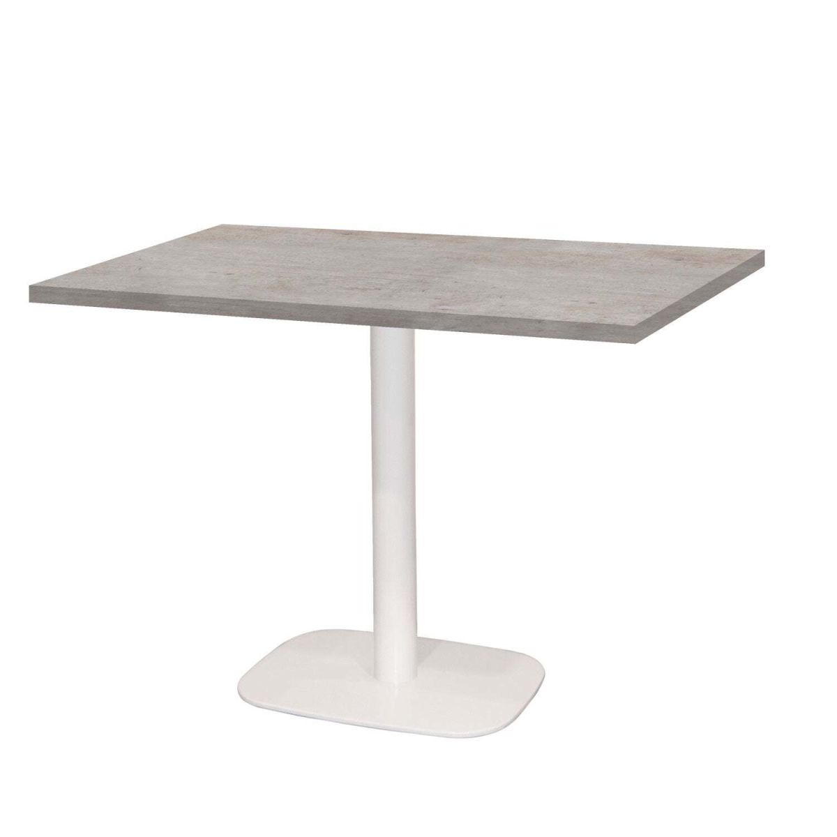 RestooTab Tisch Round rechteckig Gestell weiß - Dekor Stein 120x70x75 cm (LxBxH); Platte grau/beton, Gestell weiß; rechteckig