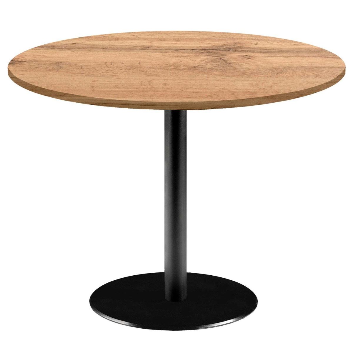 RestooTab Tisch Rome XL rund - Dekor Holz 75x120 cm (HxØ); Platte eiche, Gestell schwarz; rund