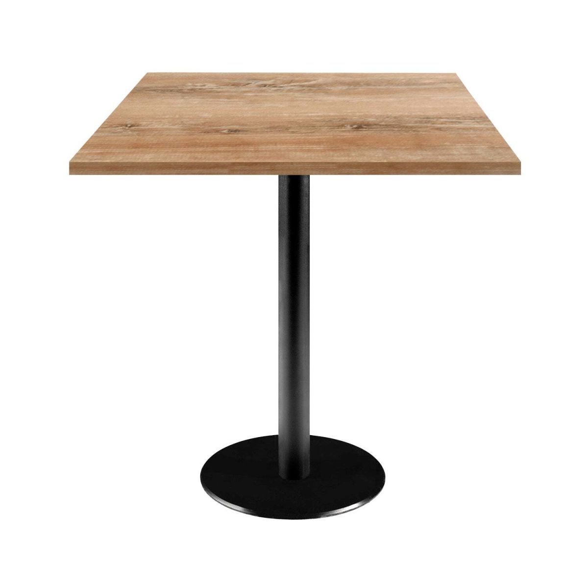 RestooTab Tisch Rome quadratisch - Dekor Holz 70x70x75 cm (LxBxH); Platte eiche antik, Gestell schwarz; quadratisch