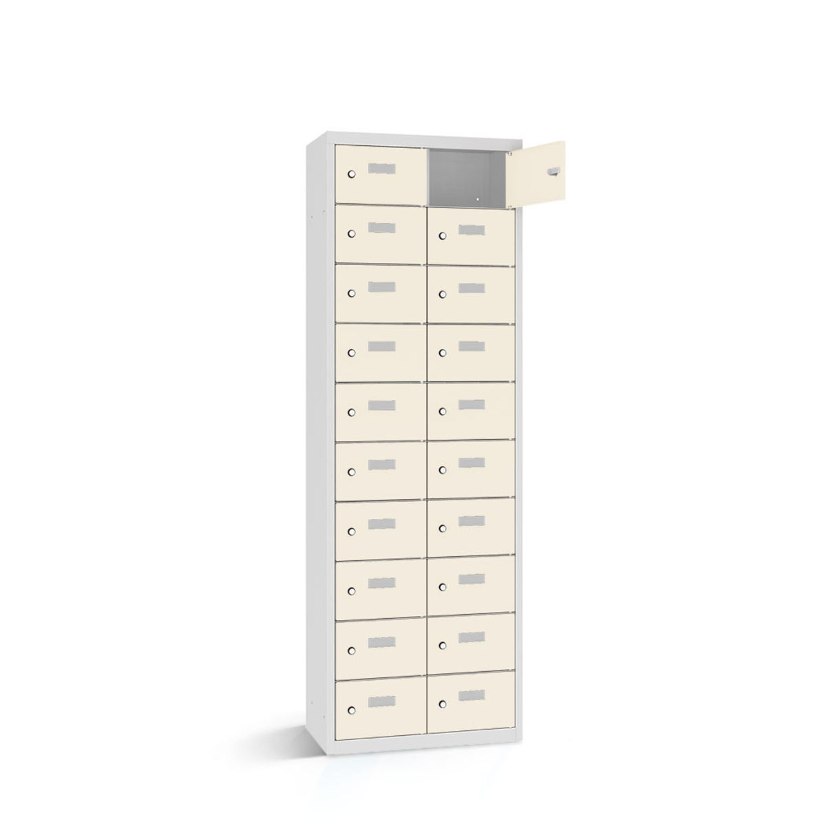 rotstahl Wertfachschrank 20 Fächer mit lichtgrauem Korpus 60x30x180 cm (BxTxH); weiß
