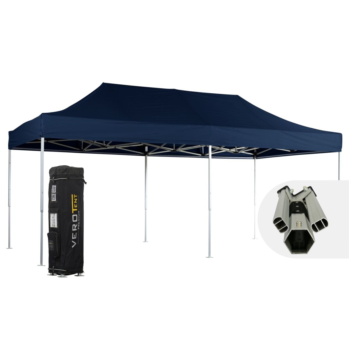 VeroTENT VeroTENT Faltpavillon 4x8m Luxea mit Dach 400x800x400 cm (LxBxH); navy