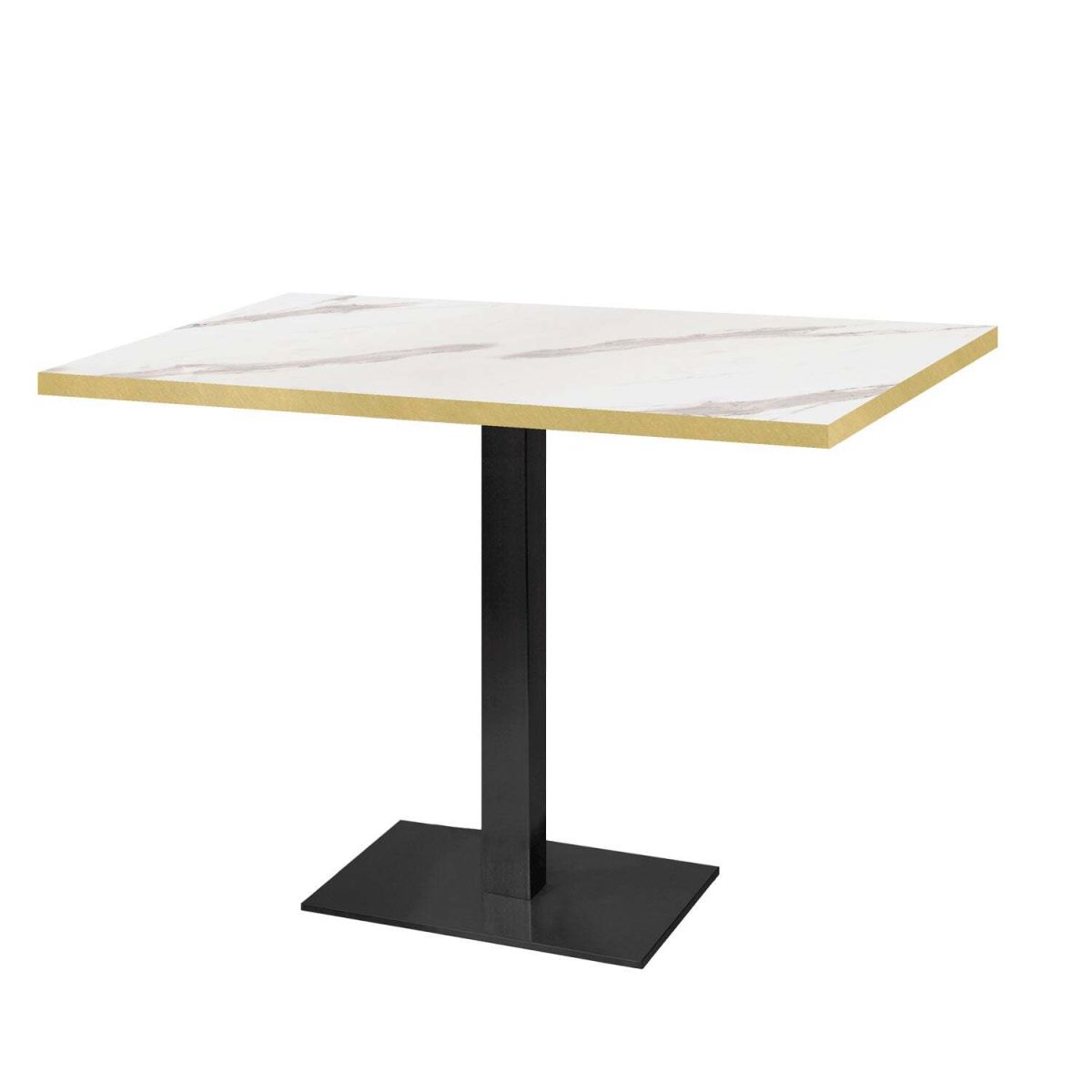 RestooTab Tisch Milan rechteckig - Kanten messingfarben 120x70x75 cm (LxBxH); Platte weiß/grau/messing, Gestell schwarz; rechteckig