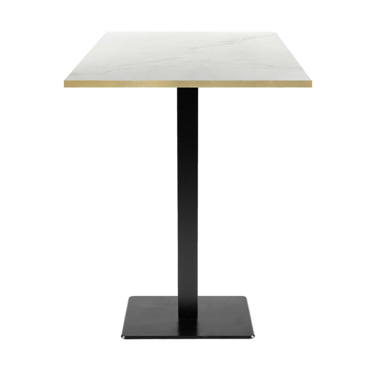 RestooTab Stehtisch Milan quadratisch - Kanten messingfarben 60x60x113 cm (LxBxH); Platte weiß/beige/messing, Gestell schwarz; quadratisch
