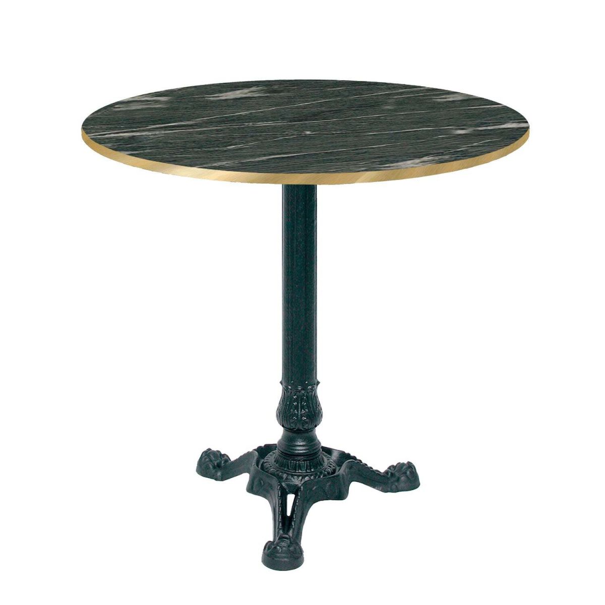 RestooTab Tisch Bistrot rund - Kanten messingfarben 70x70x75x70 cm (LxBxHxØ); dunkelgrau/marmoriert/messing; Gestell schwarz; rund