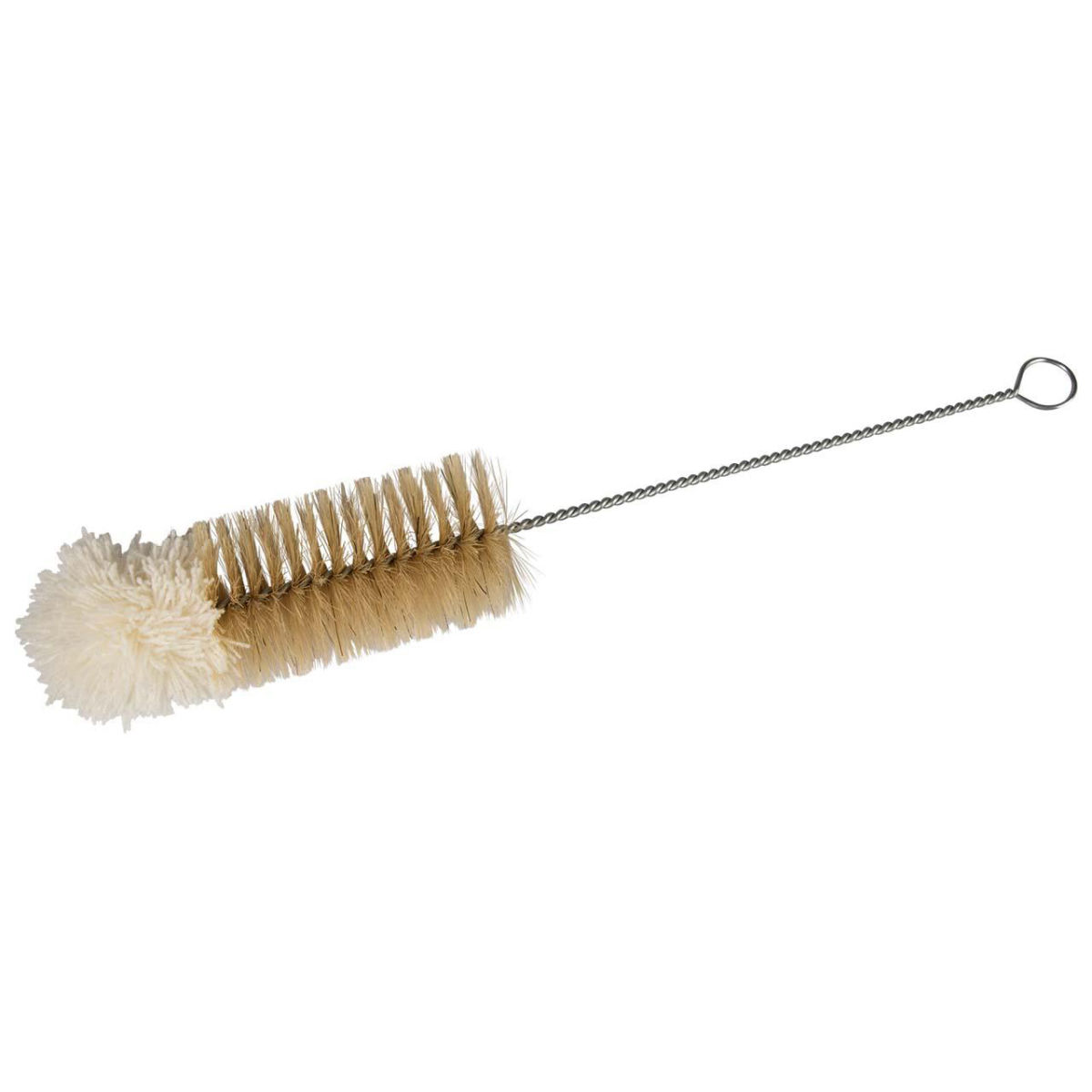 memo Flaschenbürste aus Metall mit Wollschopf; 31 cm (L); silber/natur