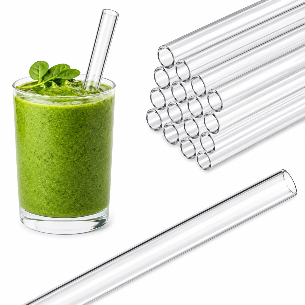 Gastro Pionier 50x Glas Trinkhalme - Jumbo - Smoothies - Eiscaffee 10x23 cm (ØxL); transparent; 50 Stück / Pack