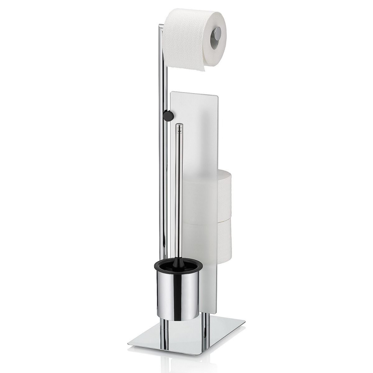 kela Toilettengarnitur Style mit Ersatzrollenhalter Metall glänzend 26x18x71 cm (LxBxH); silber