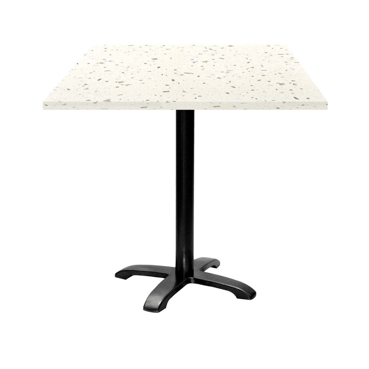 RestooTab Tisch Bazila quadratisch - Dekor Stein 70x70x74 cm (LxBxH); Platte terrazzo, Gestell schwarz; quadratisch