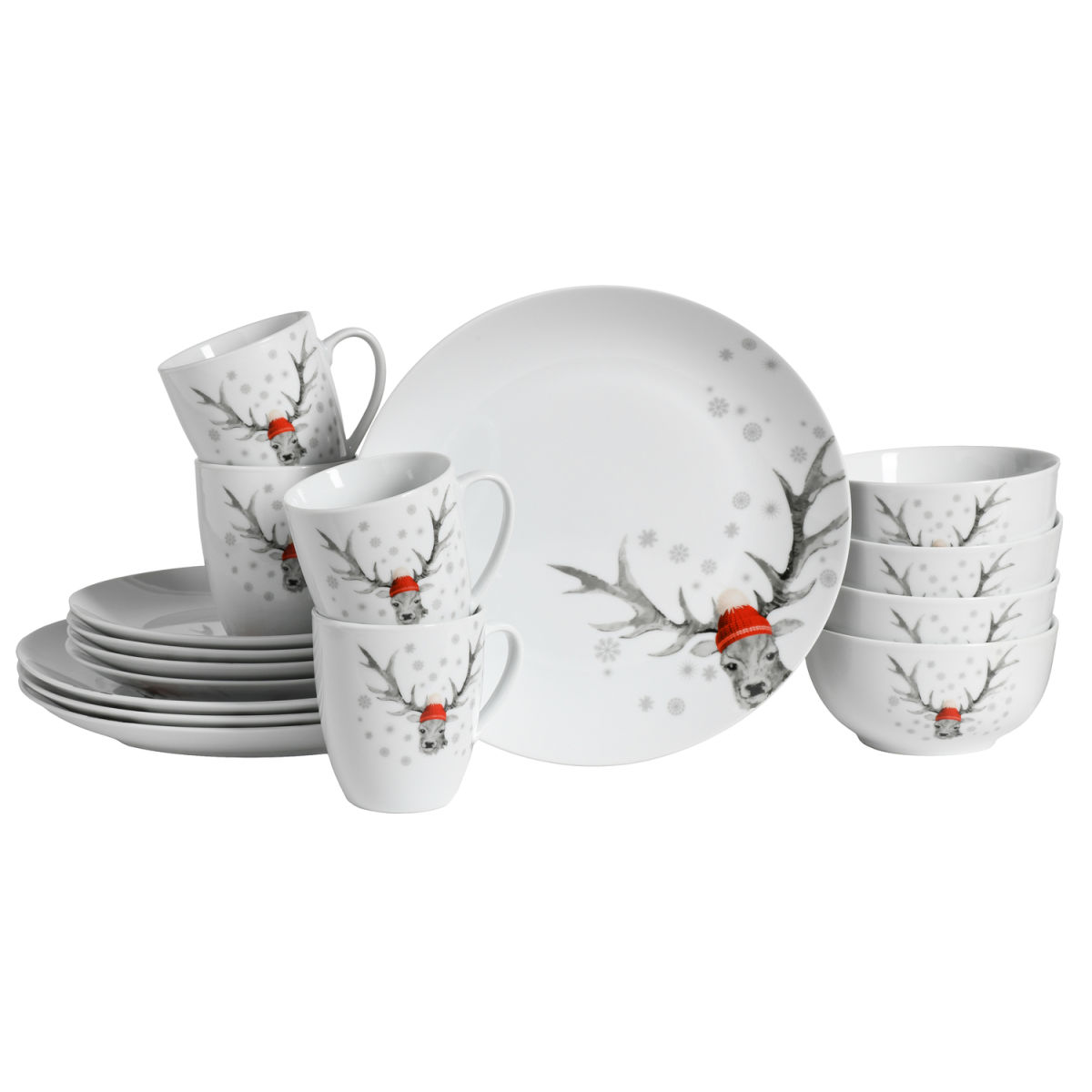 CreaTable Cervo (forma Luna) - servizio da 16 pezzi; bianco