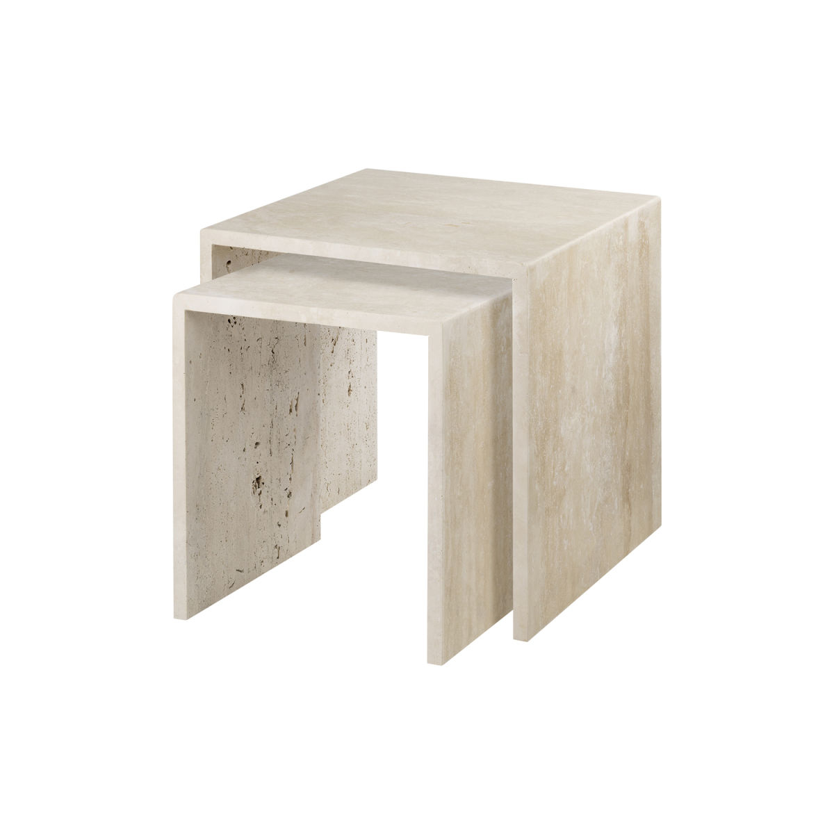 blomus Set 2 Beistelltische -VARU- aus Travertin 45x45x45 cm (LxBxH); beige; rechteckig