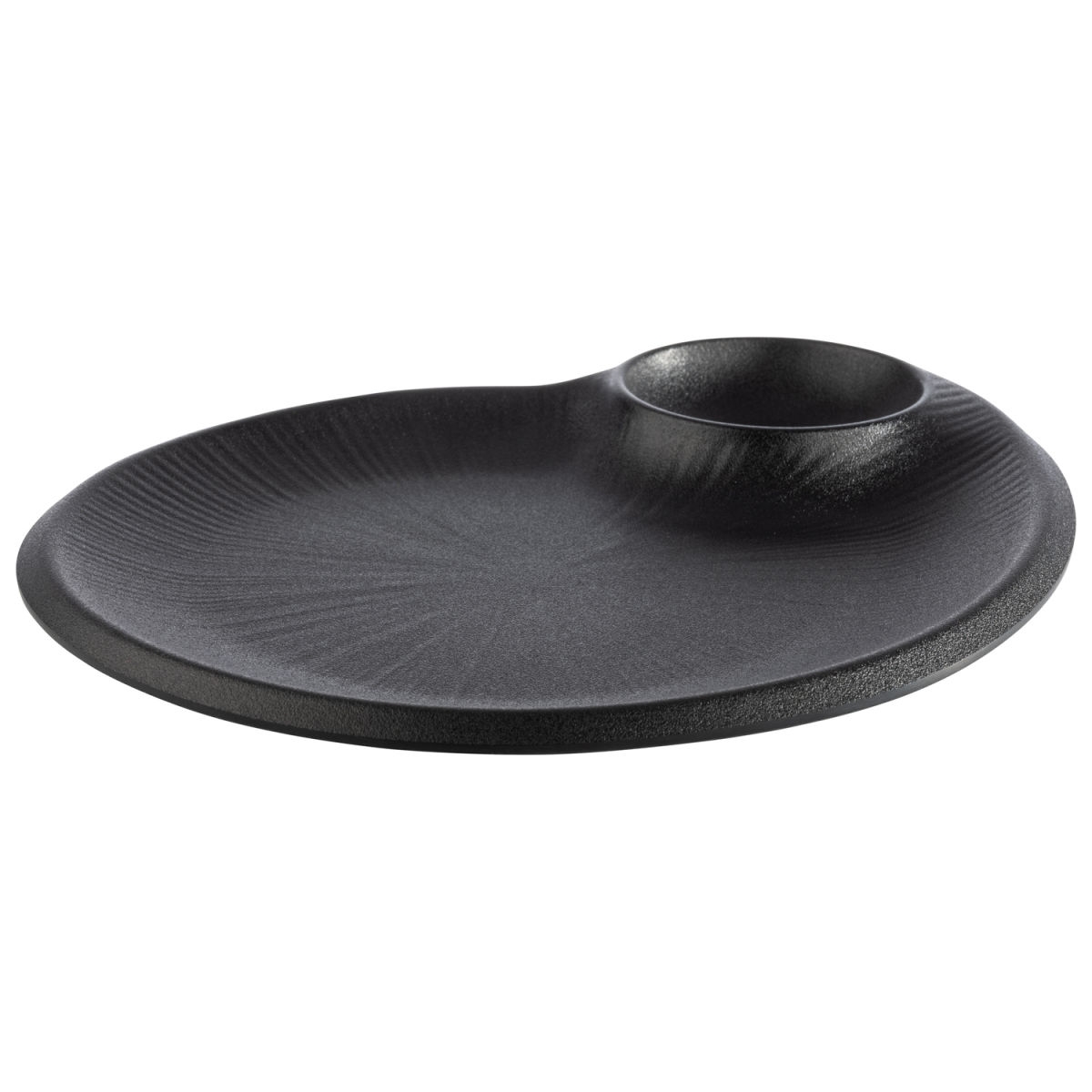 APS Teller NERO, Melamin, mit Dipschälchen; 30x25x2.5 cm (LxBxH); schwarz; rechteckig