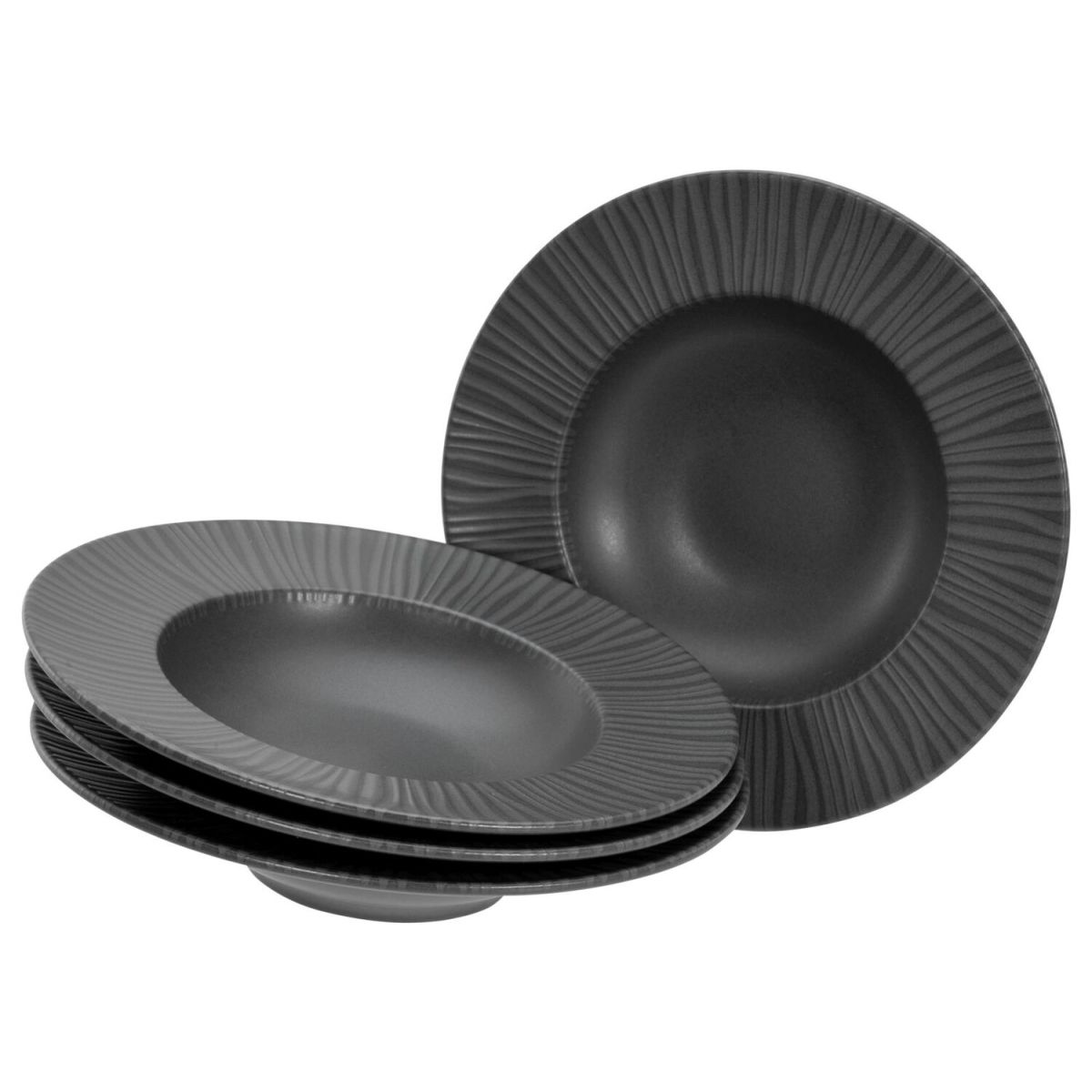 Vesuvio nero - Set di piatti gourmet per pasta 2 pz. CreaTable; 460 ml, 27x5.5 cm (ØxH); nero; rotonda; 4 pz. / Pacco