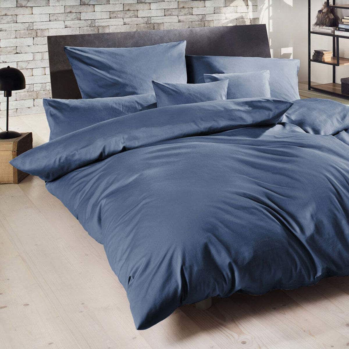 Decoper Decoper ® Mako-Satin Bettwäsche-Set aus 100% Baumwolle 155x220 cm (BxL), 80x80 cm (LxB); denim