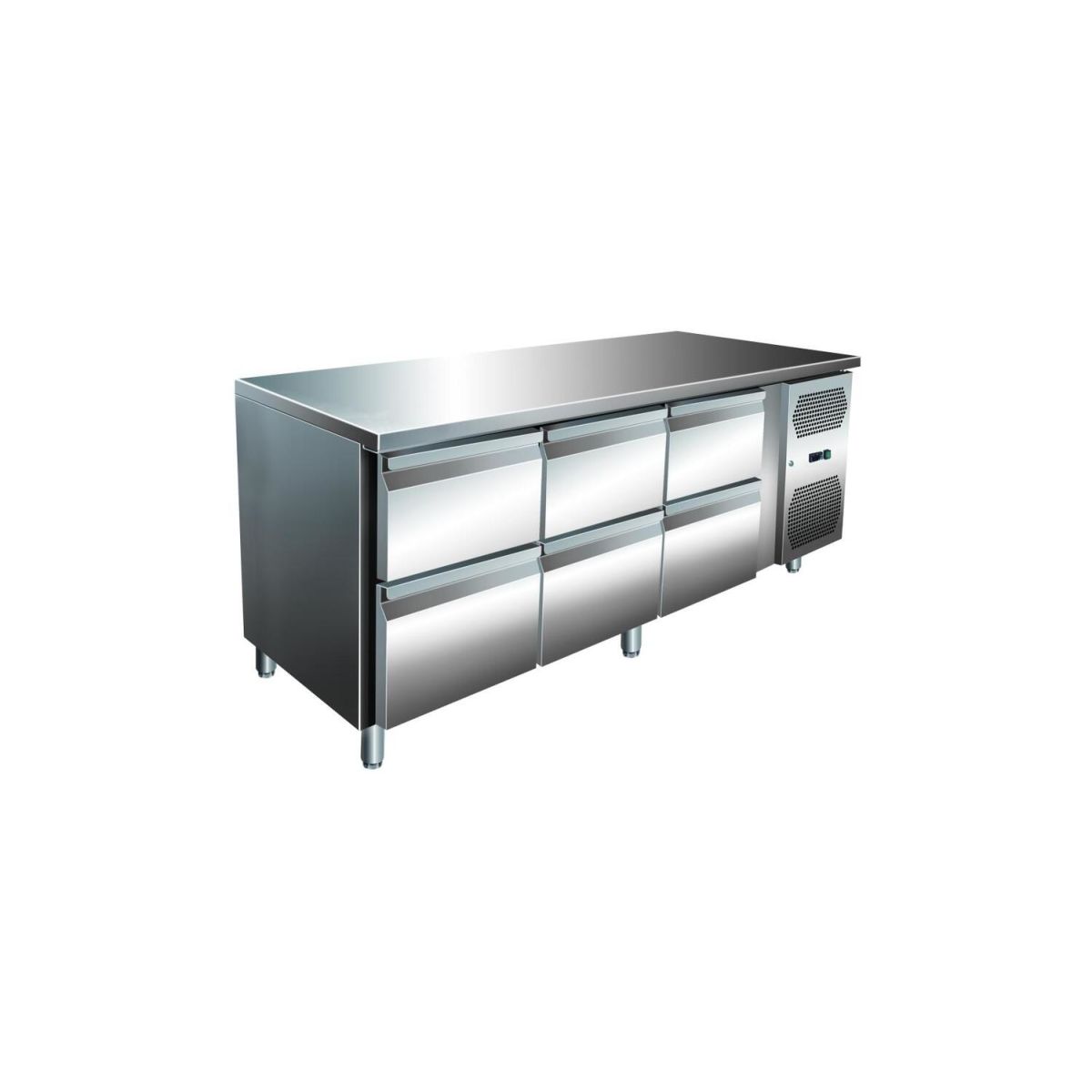 A&S Polarny VIP Kühltisch mit 3x 2 Schubladen -2 bis +8°C 1.795x700x860 mm 179.5x86x70 cm (BxHxT); edelstahl