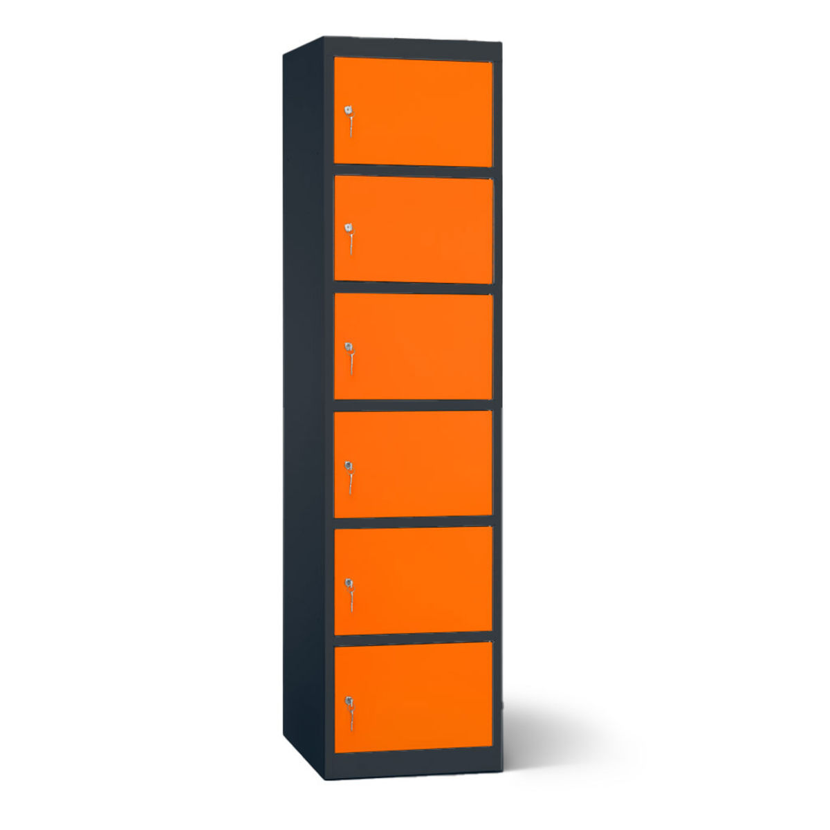 rotstahl Akku-Ladeschrank 6 Fächer mit anthrazitgrauem Korpus 45x180 cm (BxH); orange