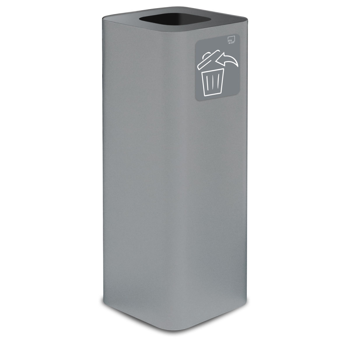 STIL CASA Stil Casa PURE Abfallsammelbehälter, Stahl lackiert 60 l, 31.2x31.2x82.5 cm (LxBxH); grau; rechteckig