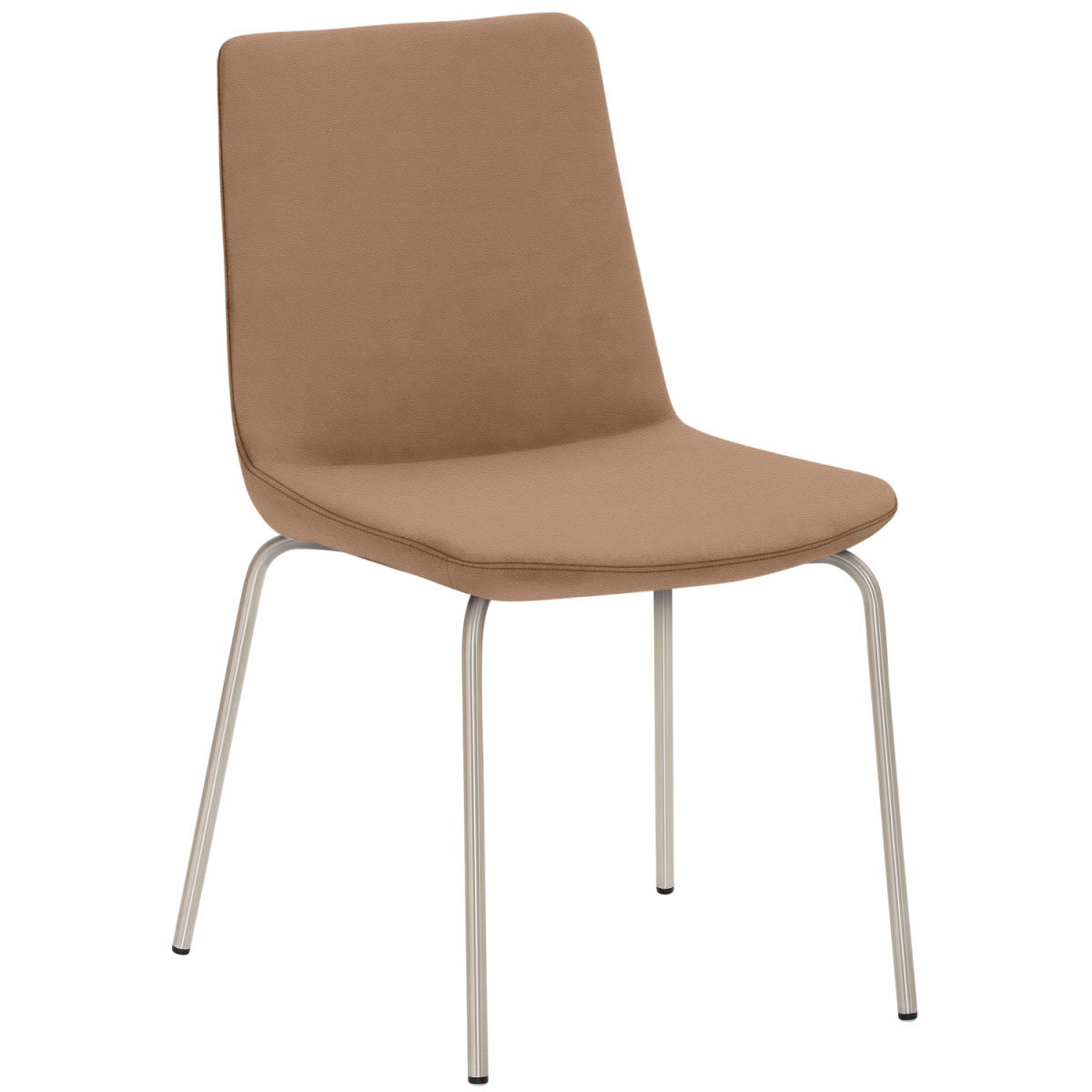 Mayer Sitzmöbel Stuhl Vierfuß Mikrofaser Lederoptik 48x54x87 cm (BxTxH); Sitz hellbraun, Gestell edelstahl