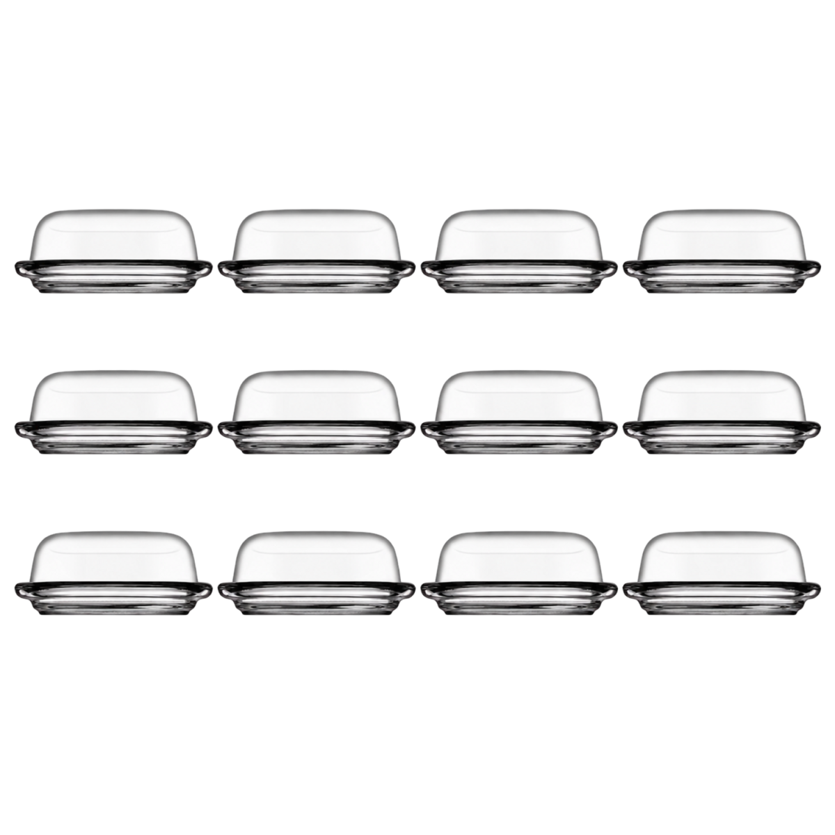 van Well Butterdose Basic, Glas 13.5x20x7.5 cm (LxBxH); transparent; rechteckig; 12 Stück / Pack