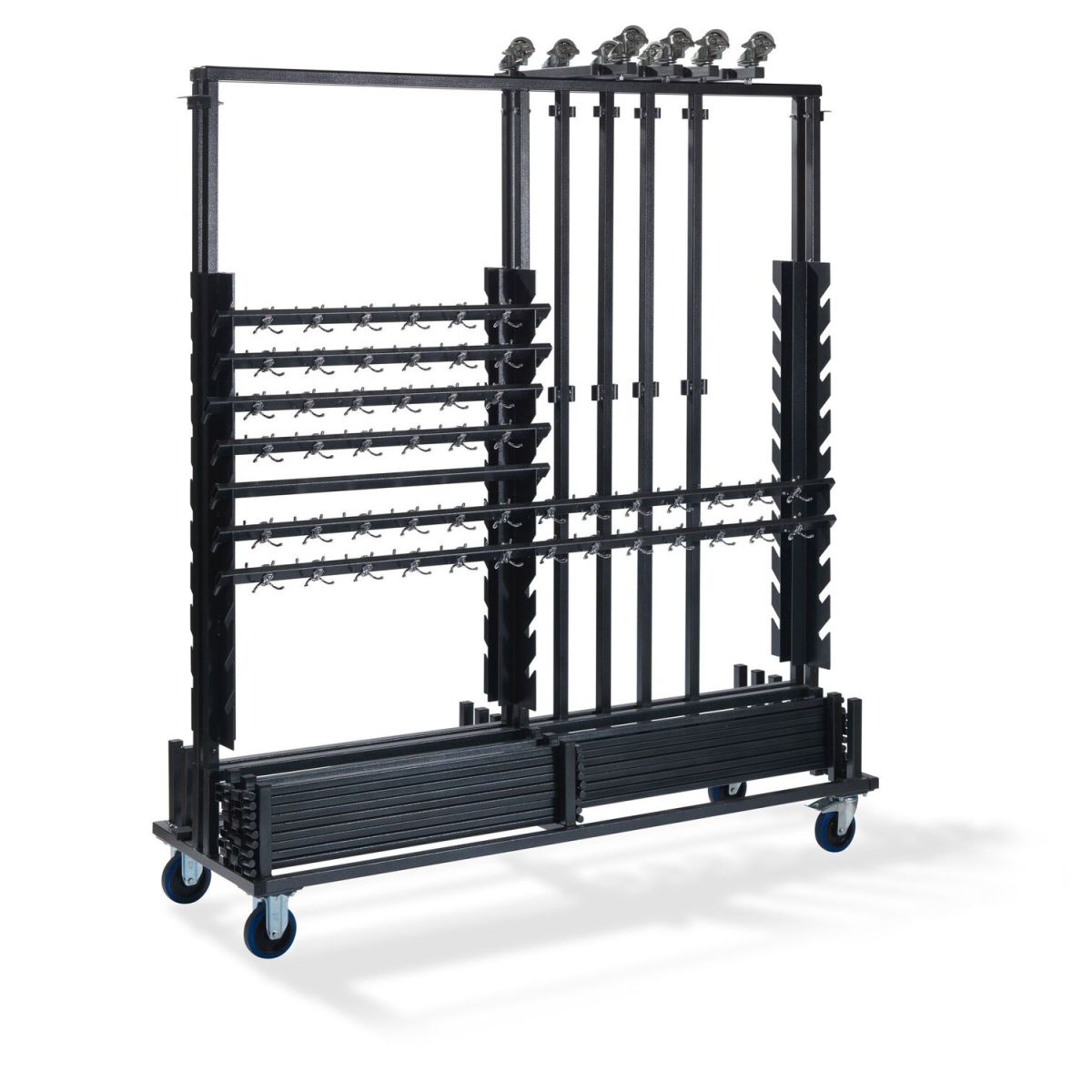 Feros Garderoben Transportwagen groß, für 10 komplette Garderoben, Hammerschlag, 186x60,5x201cm (BxTxH), T91800 186x60.5x201 cm (BxTxH); grau
