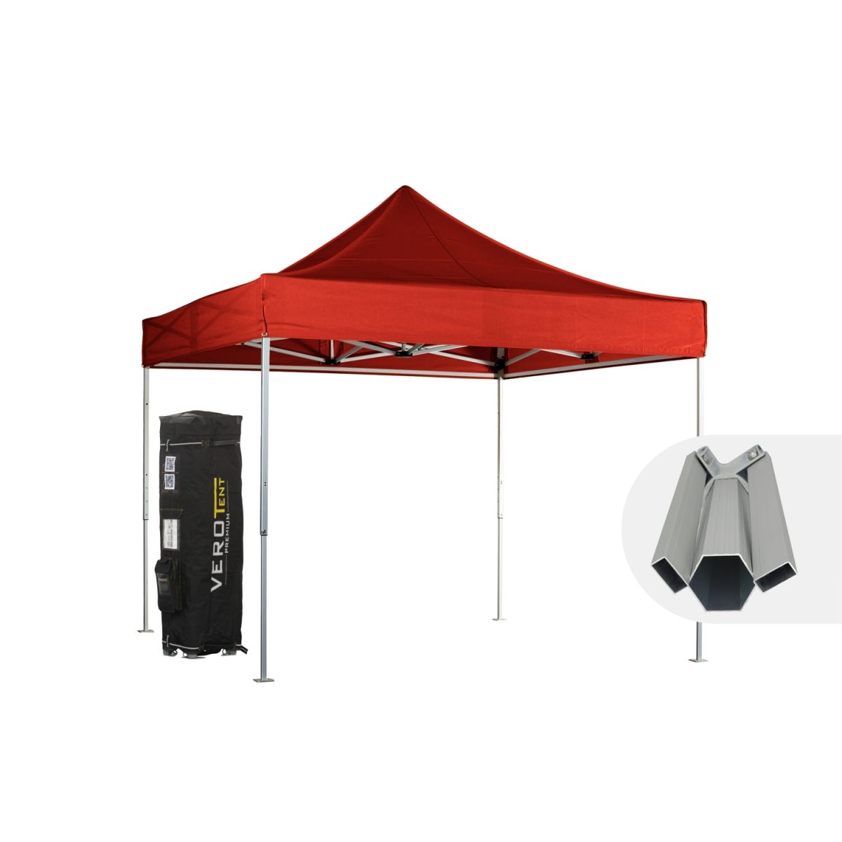 VeroTENT VeroTENT Faltpavillon 3x3m Budget50 mit Dach 300x300x330 cm (LxBxH); rot