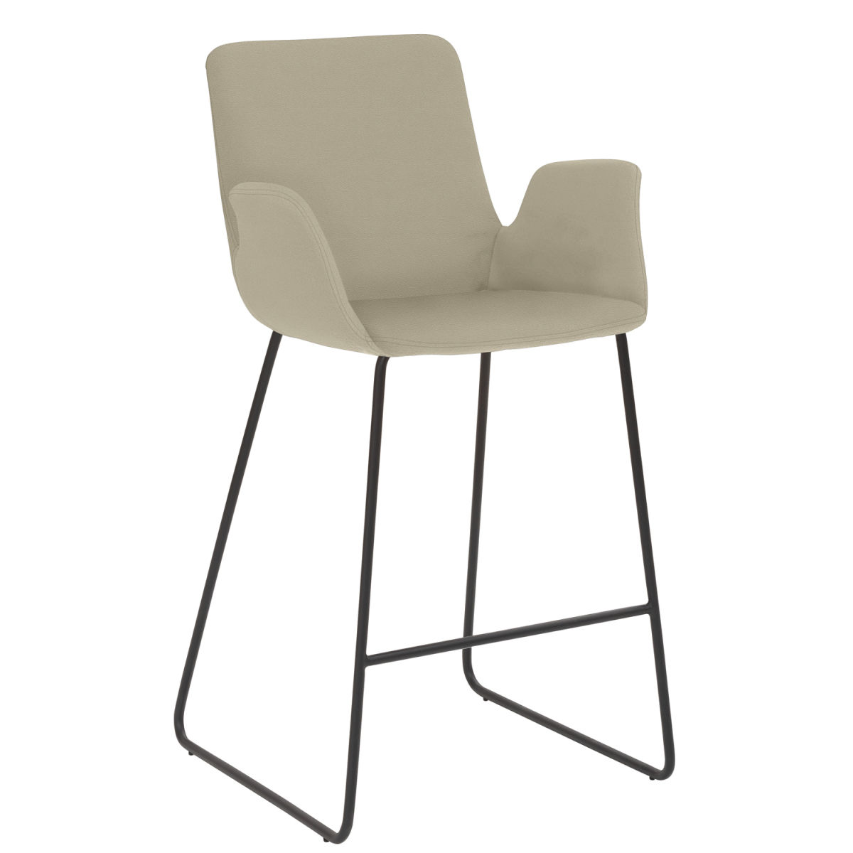 Mayer Sitzmöbel Tresenhocker mit Armlehnen, Kufengestell, Mikrofaser in Lederoptik Gestell schwarz 53x49x95 cm (BxTxH); Sitz taupe, Gestell schwarz